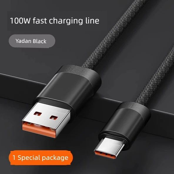 USB-C to USB-A Hızlı Şarj Kablosu - 1m Yadan Siyah - Sertifikalı Çip