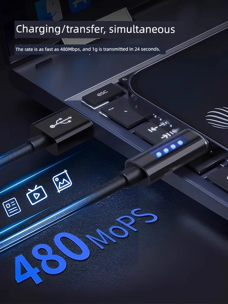 120W Hızlı Şarj Type-C Veri Kablosu - 0.3m Büyülü Gece Kırmızı - Otomatik Kapatma - 600 Hız Artışı - Tam Uyumlu - Tek Paket - 3