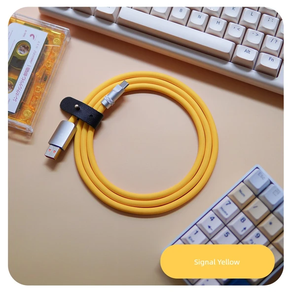 USB-A'dan Type-C'ye 100W Veri Kablosu - 1.2m Sinyal Sarı