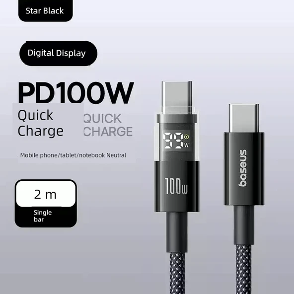 Hızlı Şarj Veri Kablosu - Yıldız Siyah 2m - Apple 16/15 - 100W