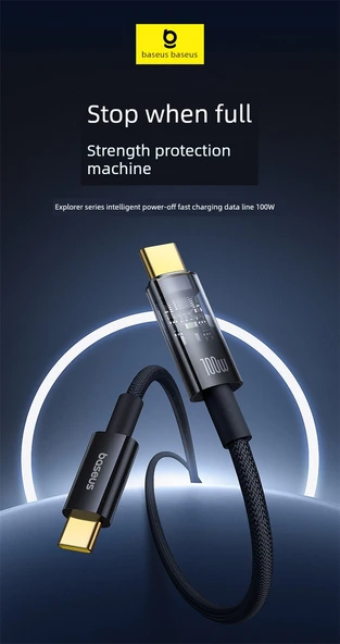 USB-C Hızlı Şarj Kablosu - Siyah - 2m (Tam Güç Kesme) - 9