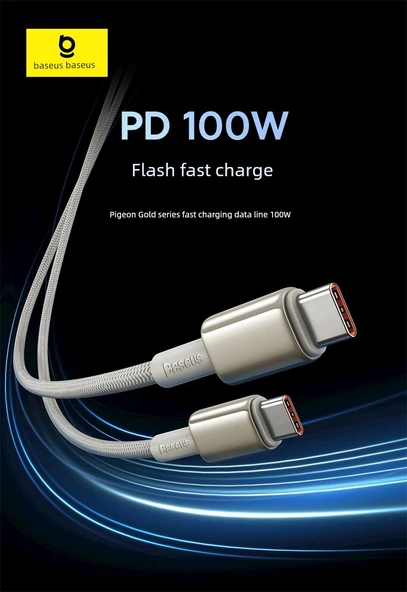 100W USB-C ile Type-C Şarj Kablosu - Yıldız Titanyum 2m - 6
