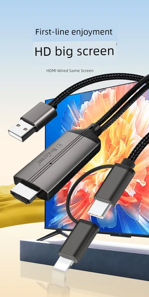 Type-C HDMI Ekran Paneli Kablosu - Amiral Gemisi Versiyonu - Apple Android Hongmeng için - Aynı anda Şarj - 5