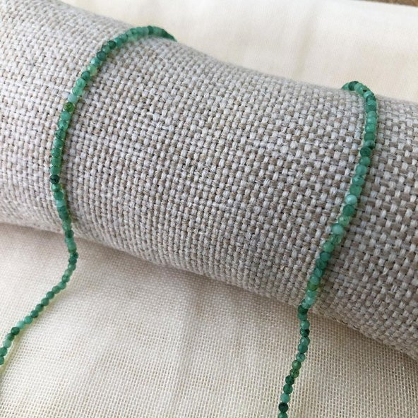 2 MM Faset Küre Kesim Yeşil Zümrüt Taşı Doğal Taş Kolye - IMRKOL00045 - 2