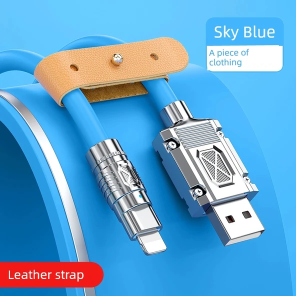 USB Hızlı Şarj Veri Kablosu - 1.5m Gökyüzü Mavisi