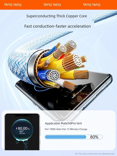 100W Süper Hızlı Şarj Cihazı 3'ü 1 Arada Veri Kablosu - Yıldız Gri - 1.5m - 4