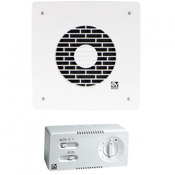 Vortice Vario I 300/12 & CR5N Hız Anahtarı Yanında Duvara Cama Kolay Montaj Otomatik Panjur Manuel Geri Dönüşümlü Tasarruflu Fan AGMair Agm Havalandırma Fanı