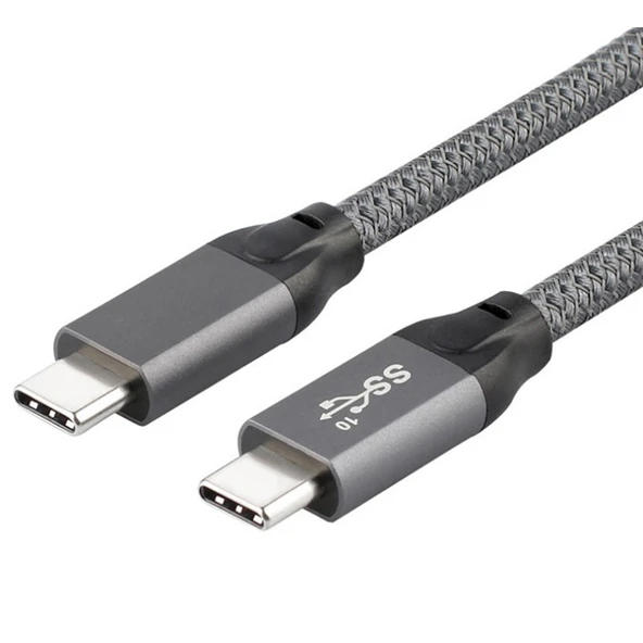 USB 3.1 Type-C Erkek Kablo - 1m - Çift Düz Örgü İplik