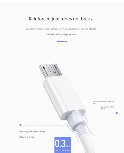 4A Hızlı Şarj Micro USB Kablosu - 0.5m - Veri Kablosu * 2 + 2A Hızlı Şarj Başlığı - 12