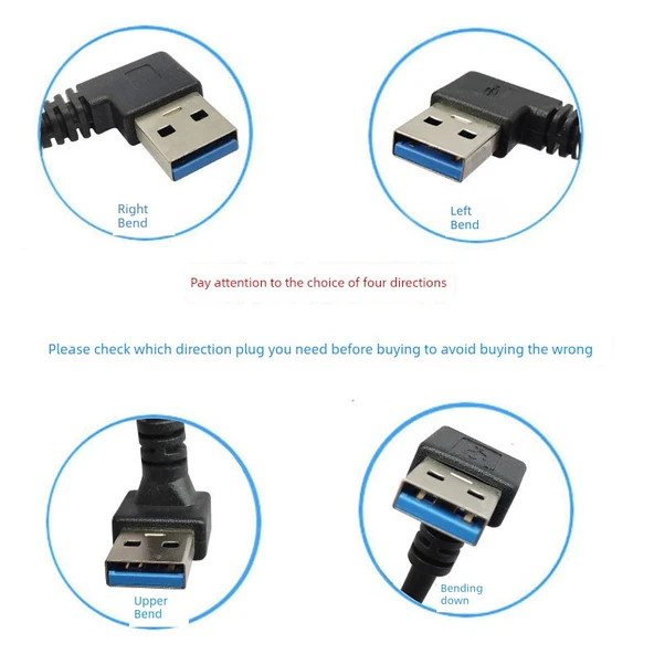 USB 2.0 Erkek Dişi Alt Kıvrım 0.3m Uzatma Kablosu - 5