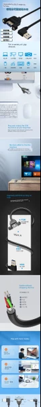 USB 3.0 Erkek Dişi Sol Kıvrım 0.5m Uzatma Kablosu - 7