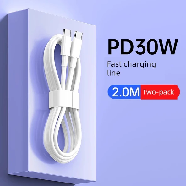 30W Hızlı Şarj Veri Kablosu - 2m Çift C30W Hızlı Şarj İki Al Bir Bedava