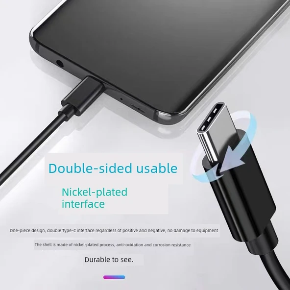 Çift USB Type-C Hızlı Şarj Kablosu - 2m Beyaz - 4