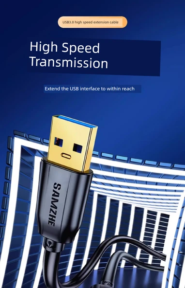 USB 3.0 Uzatma Kablosu - 1.5m - Altın Kaplama - Yüksek Hız - Anti-İnterferans - 7