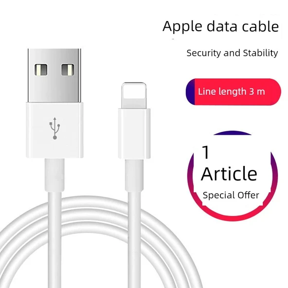 iPhone Lightning Kablo - Beyaz 3m Tek Paket Çekirdek Güncelleme