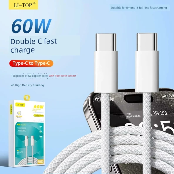 Rio Tinto PD15 USB-C Veri Kablosu - Beyaz - 1.5m - Kutulu - 2