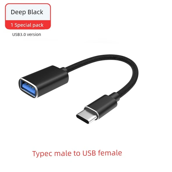Veri Kablosu - Adaptör Siyah Type-C'den USB Arayüzü (Model 2)