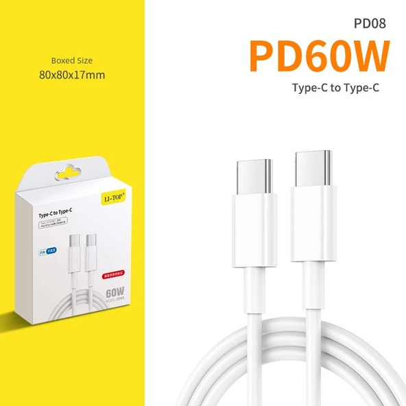 PD08 Çift USB-C Arayüzlü Kablosu - 1m - Kutulu