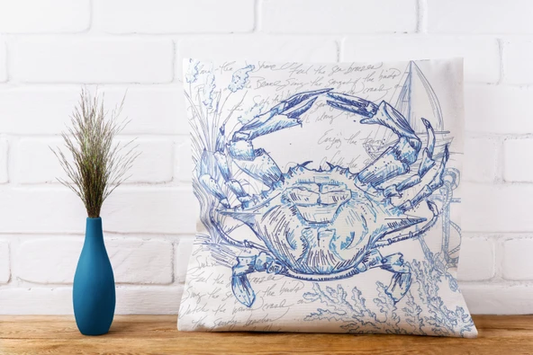 Deniz Kabukları Temalı Marin Dekoratif Yastık Kılıfı 4'lü Set - 4