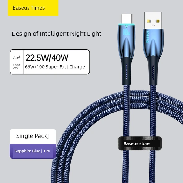 Çift Tip-C Hızlı Şarj Veri Kablosu - Baolan 1m - 40W/66W Süper Hızlı Şarj - USB-C Arayüzü