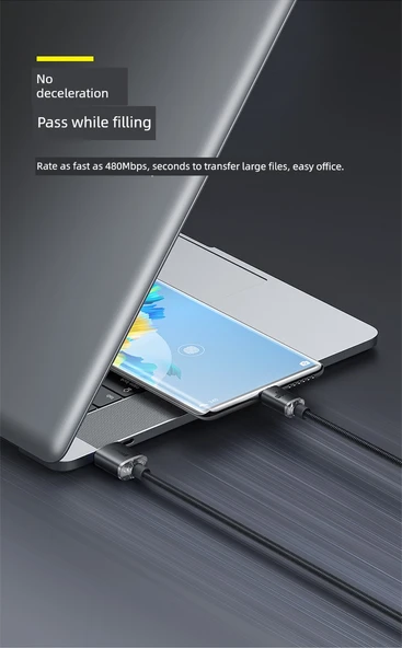 USB-C ile Type-C Şarj Veri Kablosu - Siyah - 2m - 11
