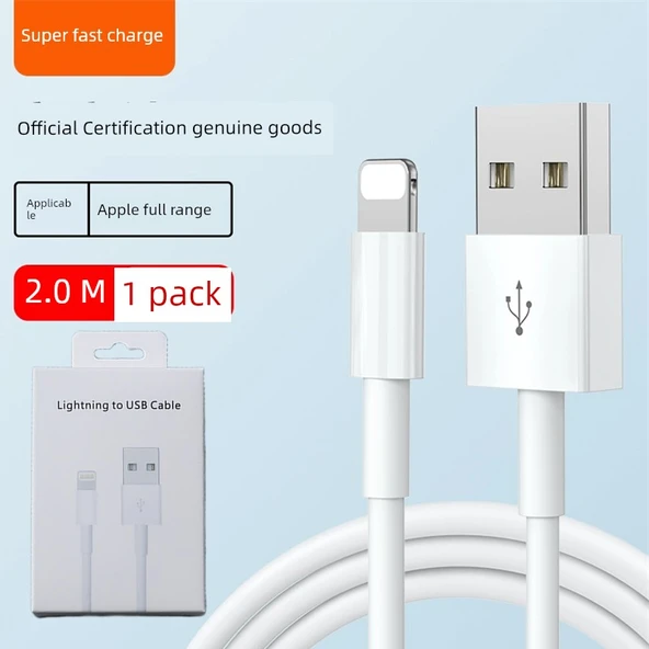 USB Apple Şarj Kablosu - 2 Metre - Ambalajlı