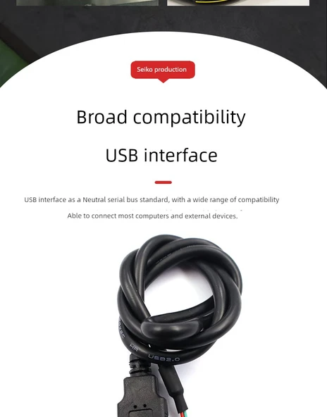 USB Erkek PH2.0 5 Çekirdek 1.5m Veri Kablosu - Siyah - 10
