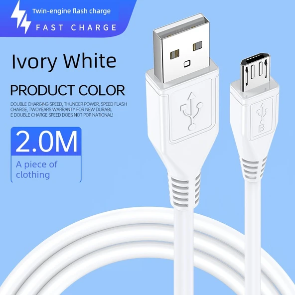 Çift Motorlu Hızlı Şarj USB Type-C Kablosu - 2.0 metre