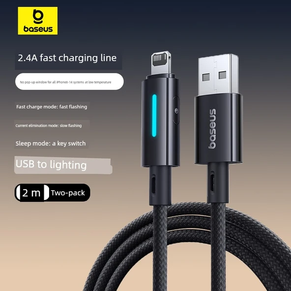 Apple Lightning USB-A Kablo 2m - 2.4A Hızlı Şarj - İki Paket