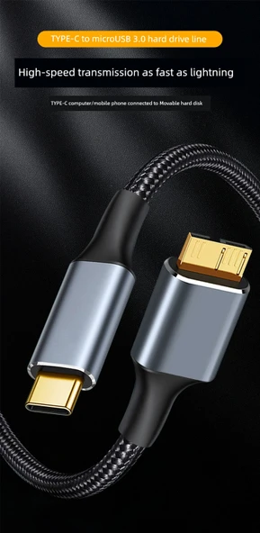 Type-C'den Micro USB 3.0 Veri Kablosu - 1m - 5Gbps Hız - 5