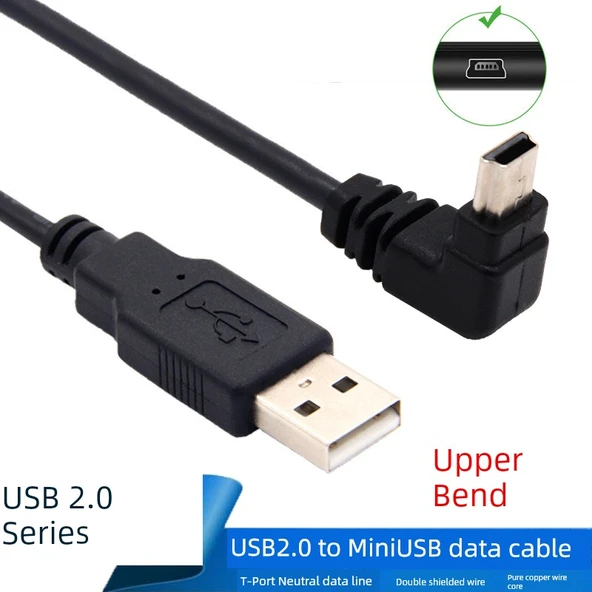 USB'den Mini USB'ye Veri Şarj Kablosu - 1m Düz USB'den Mini USB'ye Kırılma (Model 1)