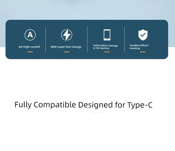 USB Type-C Kablo - 0.5 m 5A Süper Hızlı Şarj - 30 Dakikada 1 Paket Doldurur - 7