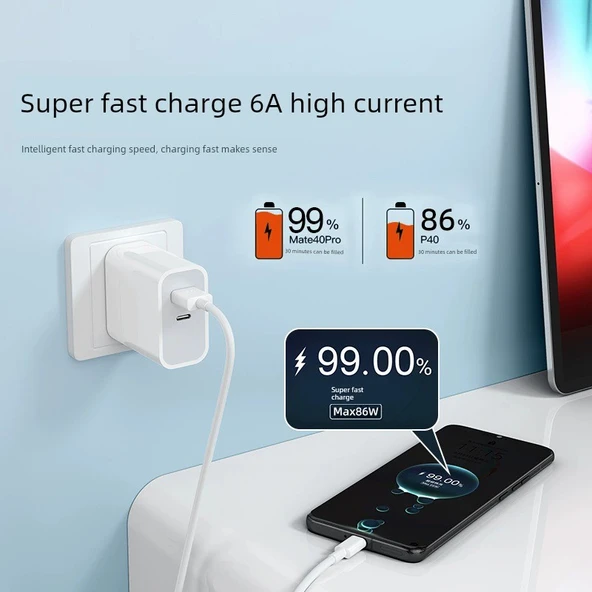 USB Type-C Kablo - 0.5 m 5A Süper Hızlı Şarj - 30 Dakikada 1 Paket Doldurur - 3