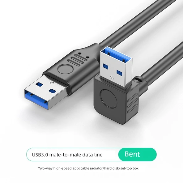 Çift Başlı USB 3.0 Veri Kablosu - Kıvrım - 5m (Model 2)