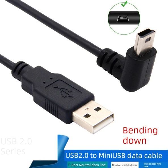 USB'den Mini USB'ye Veri Şarj Kablosu - 1.5m Düz USB'den Mini USB'ye Kırılma (Model 2)