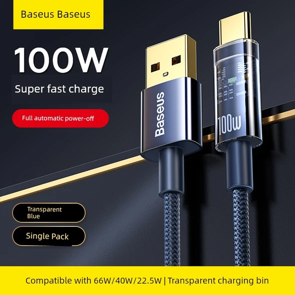 USB Type-C Kablo - 2m Gök Mavi - 27 Dakikada Tam Şarj