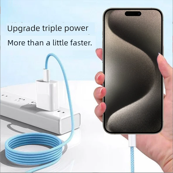 iPhone 15 Çift Tip-C Veri Kablosu - 1.5m Mor - 30W Hızlı Şarj - 2