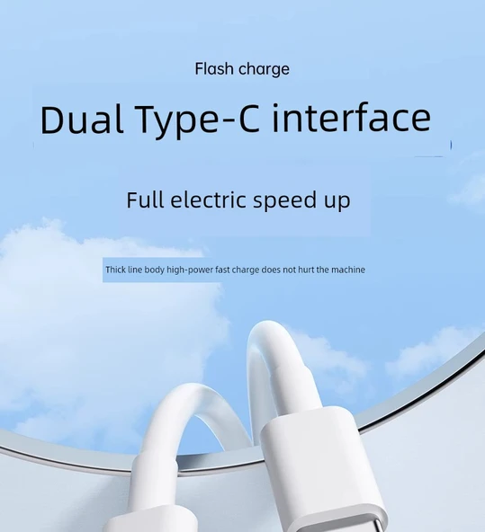 200W Süper Hızlı Şarj Veri Kablosu - 1.0 m - Çift Type-C - 2 Paket - 10