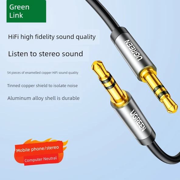 3.5mm Aux Ses Kablosu - Gümüş Gri - 3m - 2
