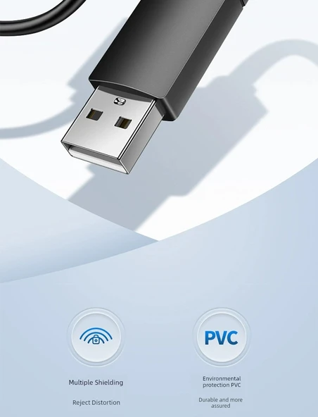 USB Veri Kablosu - 15m - Siyah - Plug and Play - 7