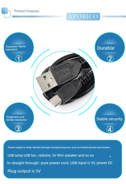 USB Erkek-Erkek Veri Hattı 0.5 Metre Şarj Kablosu - 4