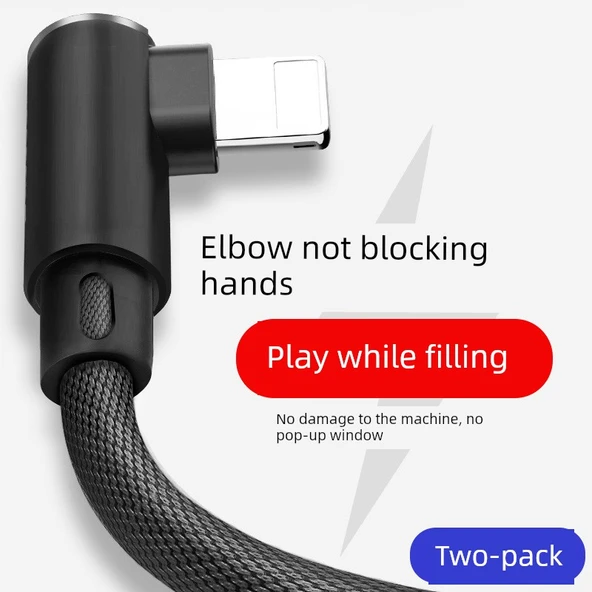 iPhone Elbow USB A to Lightning Kablo - 1m Soğuk Siyah (Model 1) - 2