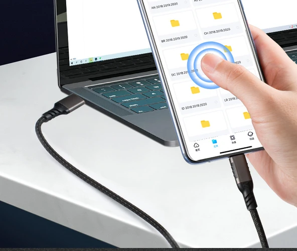 USB 3.2 Gen 2 Type-C Plastik Veri Kablosu 2m Düz Uç 10Gbps 60W - 8