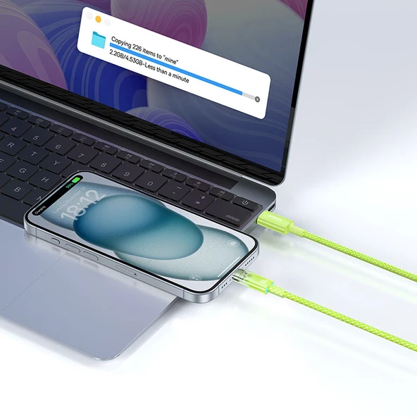 USB-C ile Lightning Kablo - 1m - İki Paket - iPhone 15 Uyumlu - PD100W/30W Hızlı Şarj - Aşırı Isınma Otomatik Kapatma - 5
