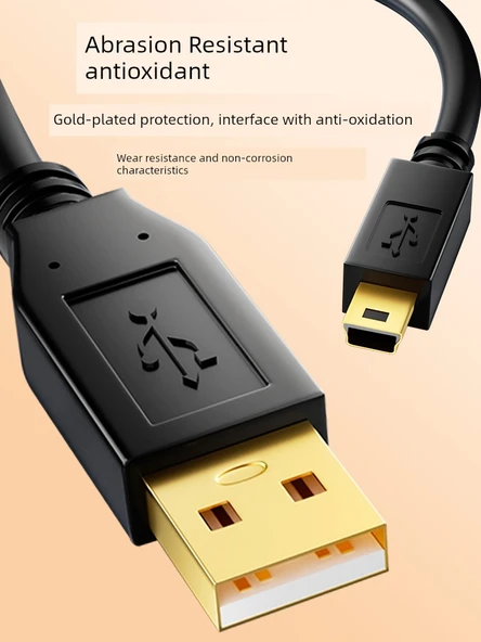 Mini USB Veri Kablosu - 3m Anti-İnterferans Çift Mıknatıslı Yüzük Kalın Bakır Kablo - 5