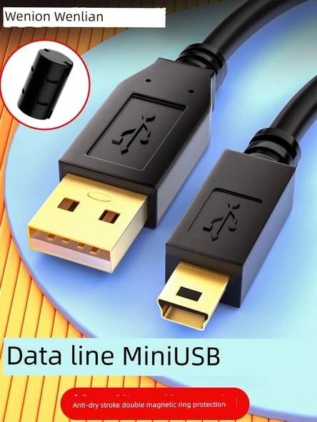 Mini USB Veri Kablosu - 3m Anti-İnterferans Çift Mıknatıslı Yüzük Kalın Bakır Kablo - 2