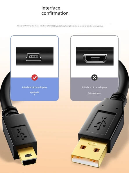 Mini USB Veri Kablosu - 3m Anti-İnterferans Çift Mıknatıslı Yüzük Kalın Bakır Kablo - 4