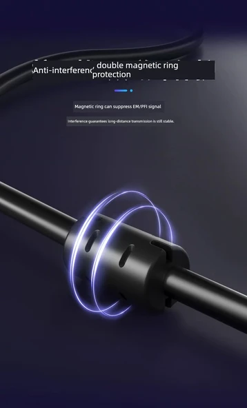 Mini USB Veri Kablosu - 3m Anti-İnterferans Çift Mıknatıslı Yüzük Kalın Bakır Kablo - 10
