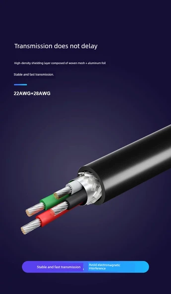 Mini USB Veri Kablosu - 3m Anti-İnterferans Çift Mıknatıslı Yüzük Kalın Bakır Kablo - 9