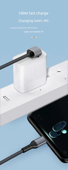 Tip C'den Lightning'e PD Hızlı Şarj Kablosu - 0.25m USB Yatay Kıvrım Tip C 100W - 8